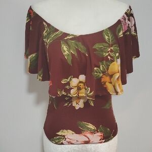 Heart Hips Red Ruffled Asymmetrical Blouse